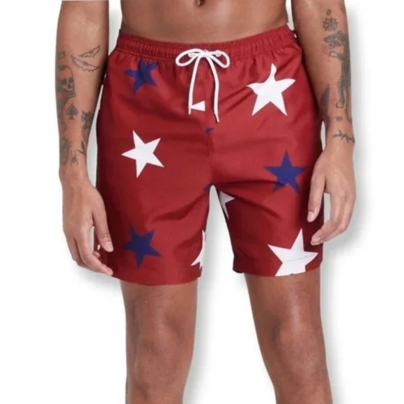 walnut & 39th Other - Walnut & 39th - Men's 7 " Star Swim Trunk - Red